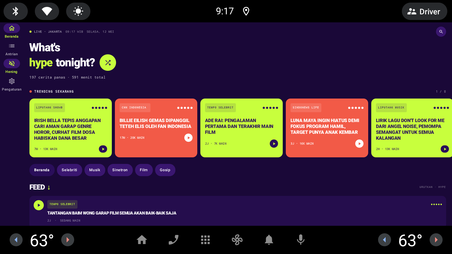 Hype ID home screen on Android Automotive