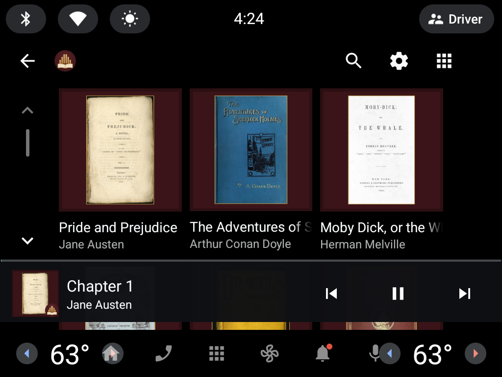 Tomecast audiobooks on Android Automotive