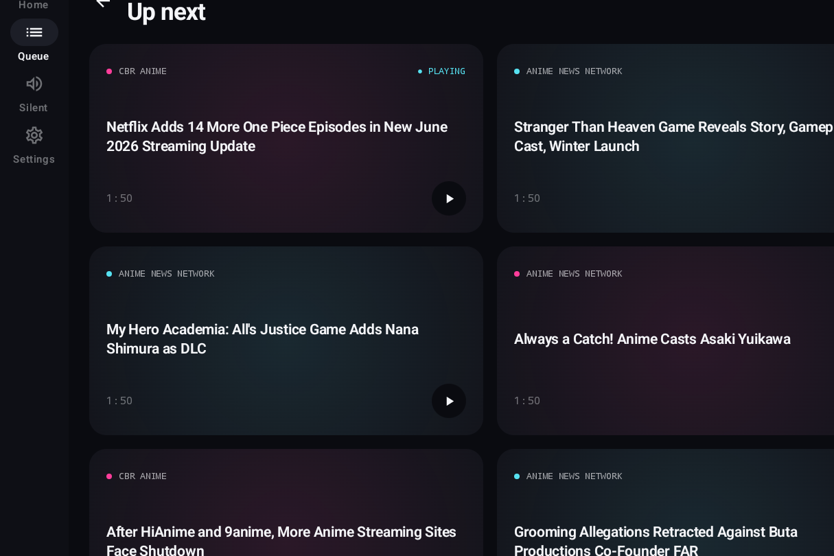 Anime Brief on Android tablet