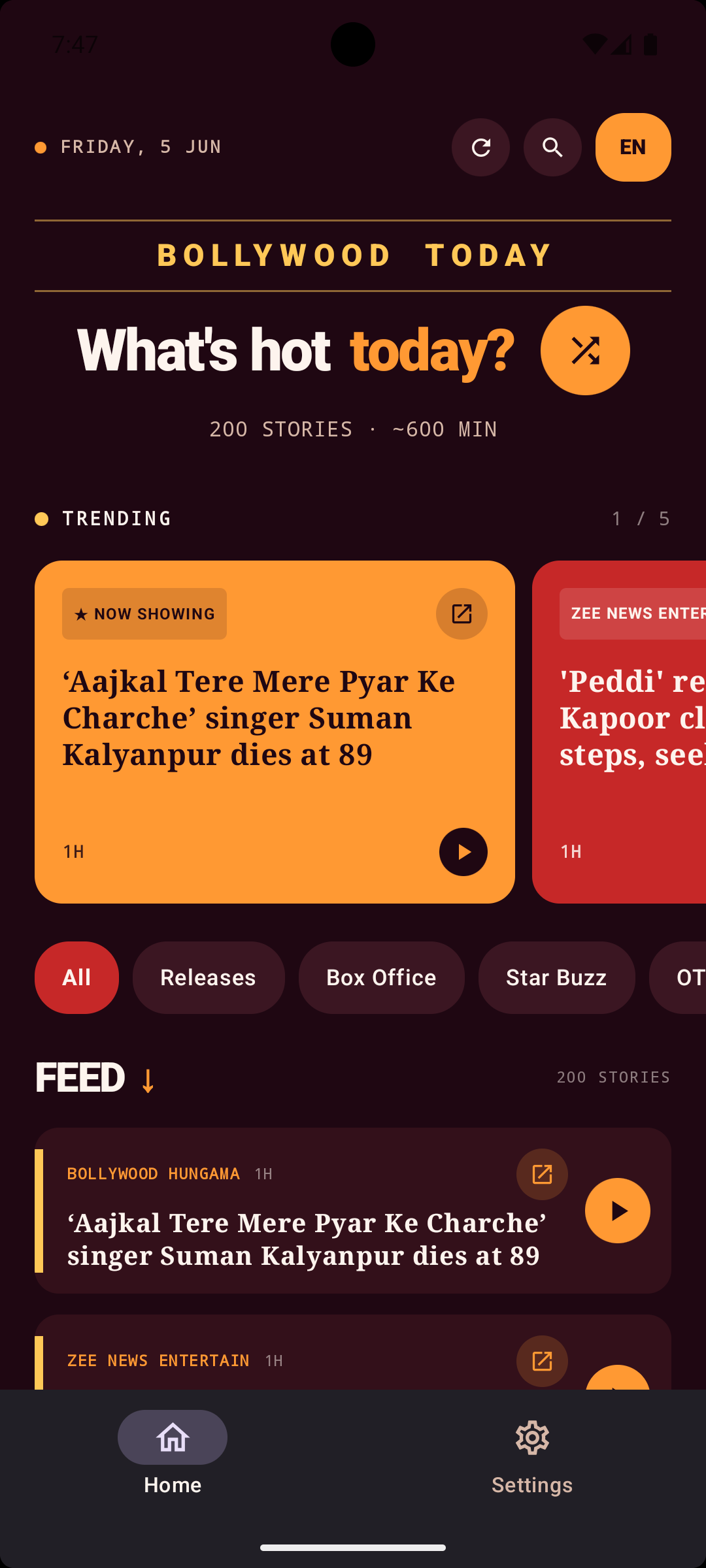 Bollywood Today on Android phone