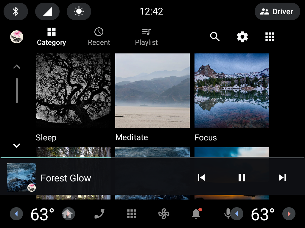 Calmink mood tiles on the car dashboard