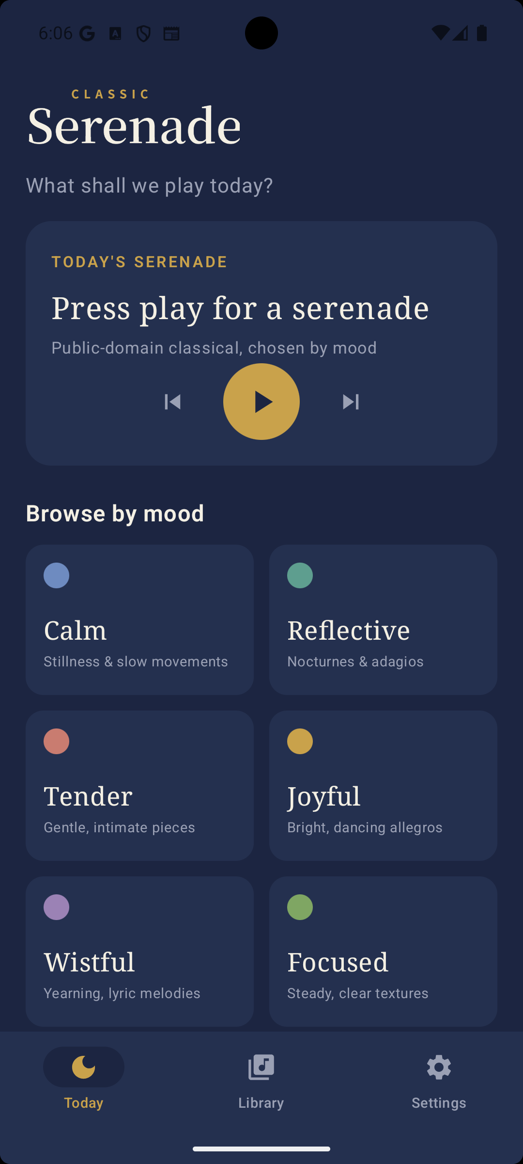 Classic Serenade on Android phone
