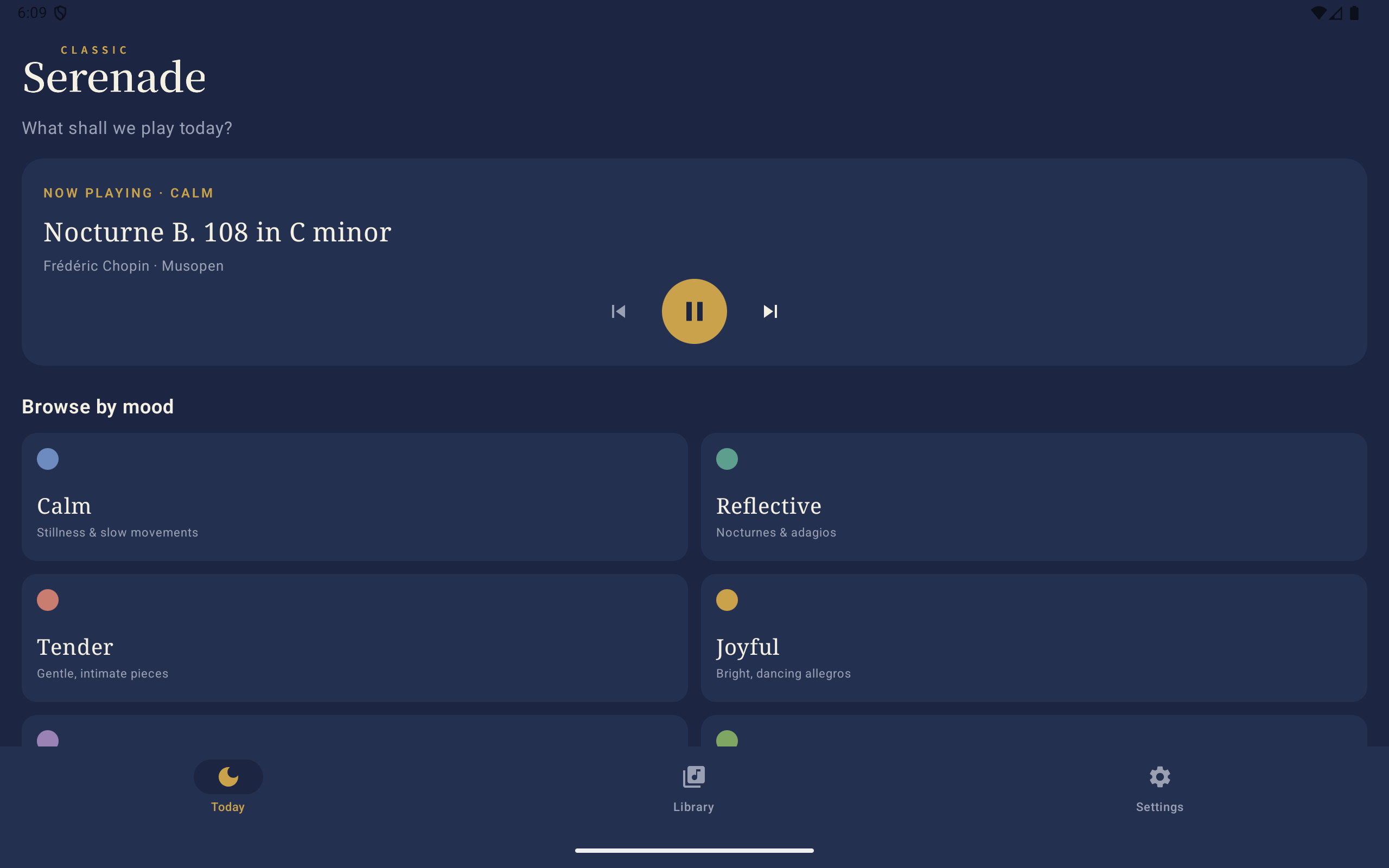 Classic Serenade on Android tablet