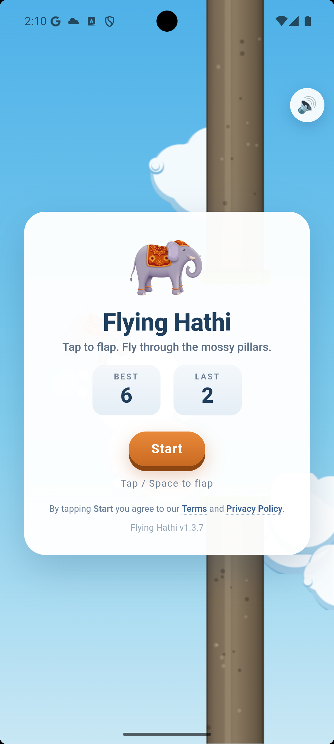 Flying Hathi start menu on a phone