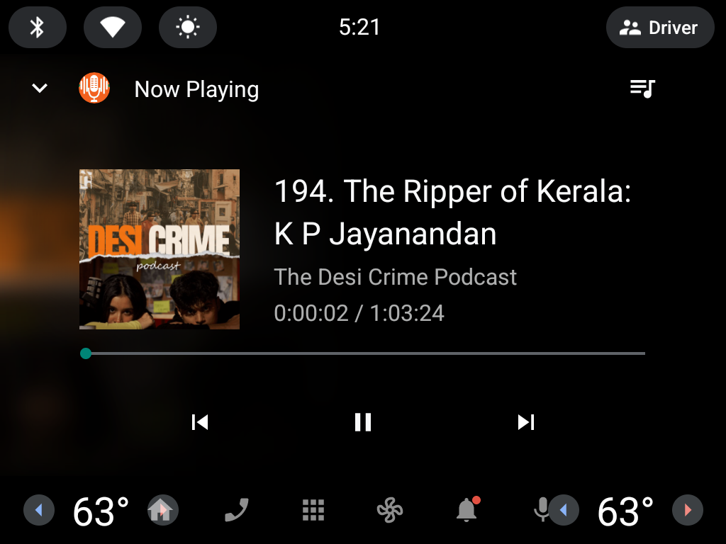 Podlingo India playing on Android Automotive