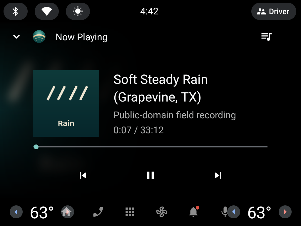 Quietide playing on Android Automotive