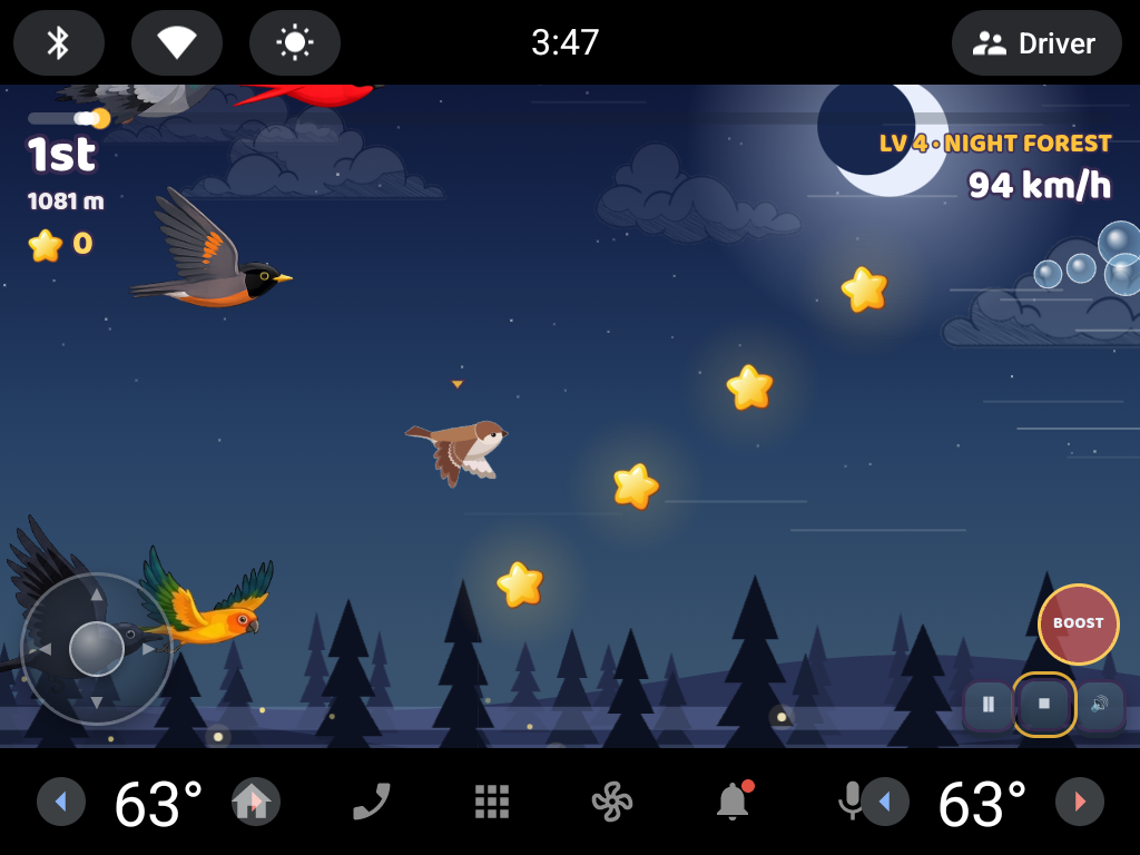 Sparrow Sprint running on an Android Automotive head unit