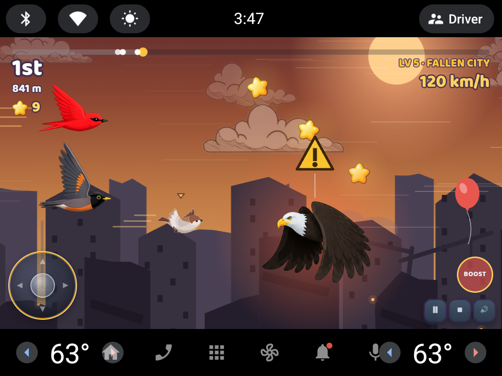 A second view of Sparrow Sprint on a car dashboard