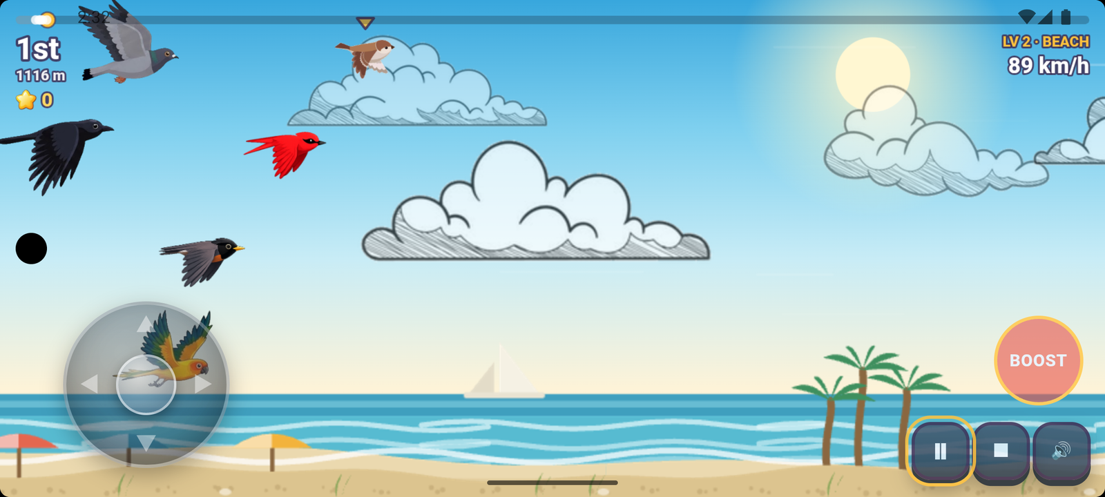 Leading the flock along a beach course on a phone